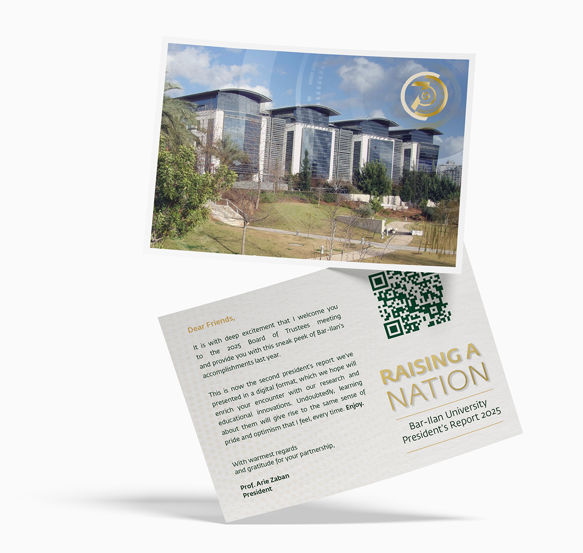 Bar-Ilan President Report 2025 - website design postcard